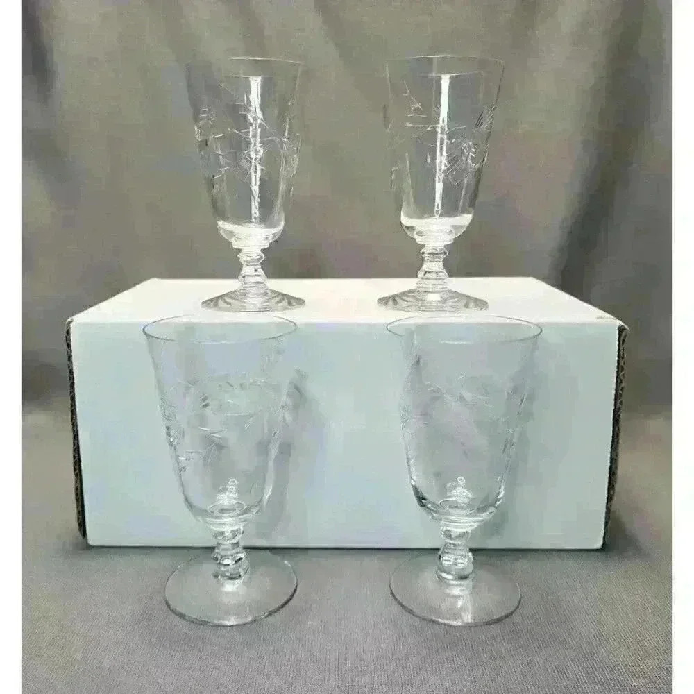 Vintage Cambridge Montrose Crystal Juice Glass Stemmed Cordials Set of 5 Glasses